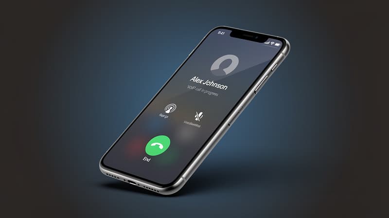 REMAC Phone iOS app showing active VoIP call